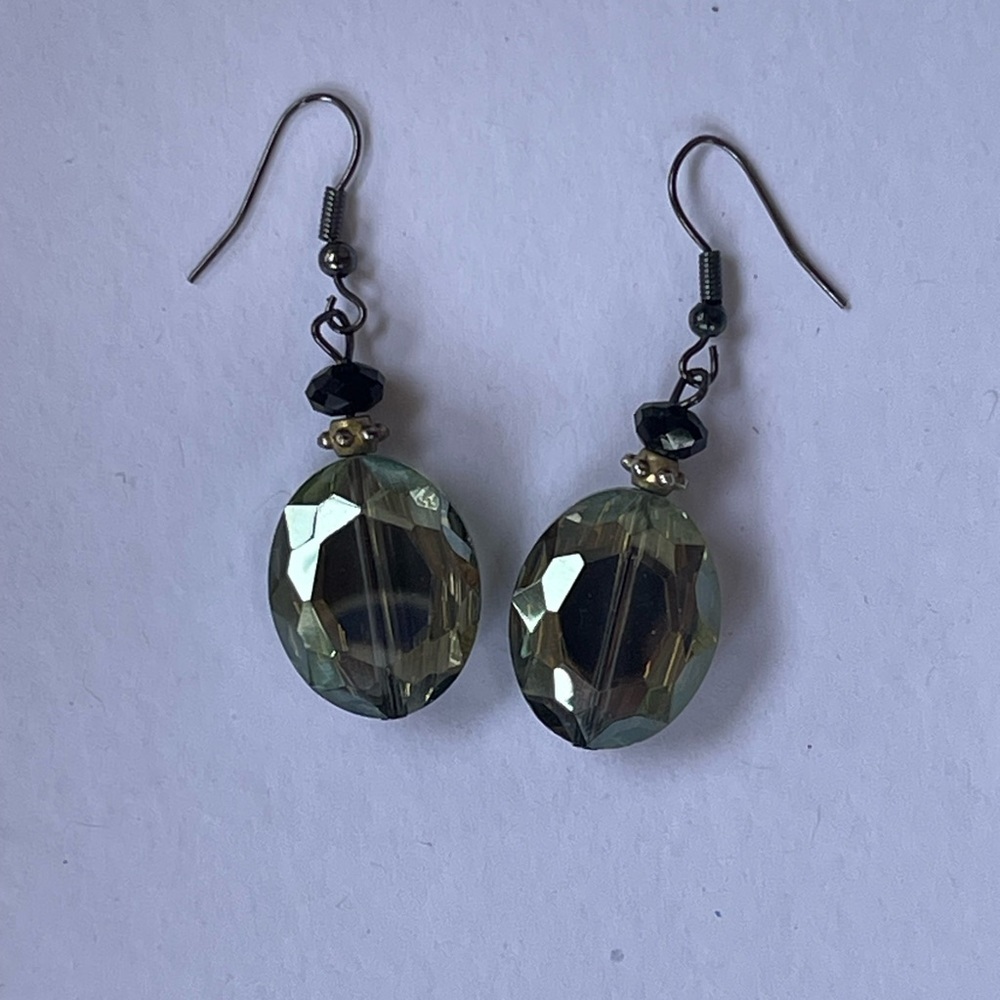 Vintage dangle earrings with faceted teardrop faux citrine stones! 🌿 - Picture 7 of 9